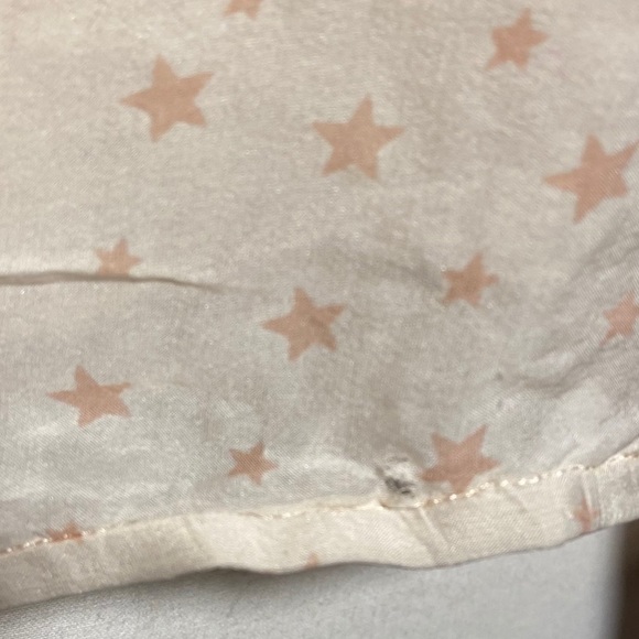 Ella Moss Womens 100% Silk Long Sleeve Blouse XS Stars Ruffle Neck‎ Sheer - Picture 7 of 9